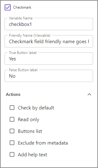 Checkmark Panel